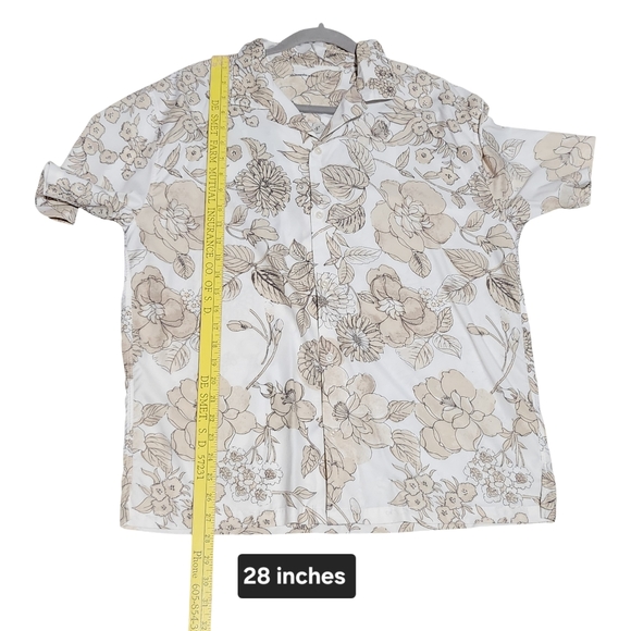 ABERCROMBIE & FITCH Button Down Shirt Mens Large Beige Floral Coastal Tropical - Picture 6 of 7